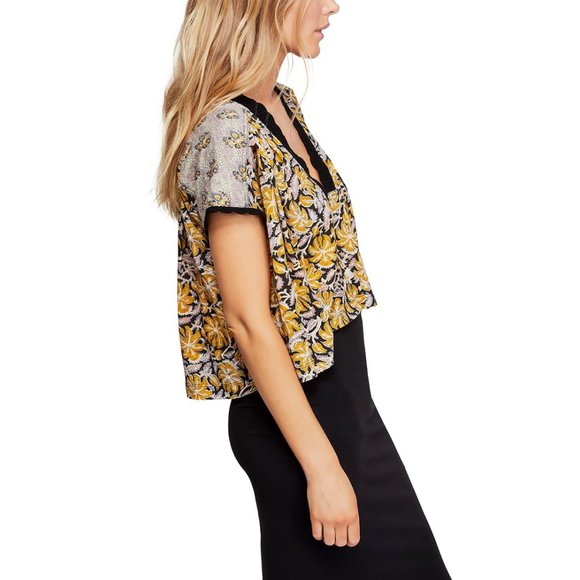 Free People Leilani Mixed Tropical Print Top Small - Picture 2 of 6
